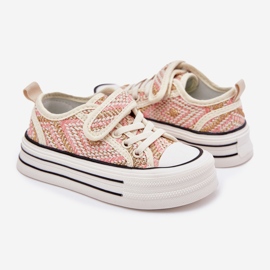 Baskets en velcro rose des filles 2