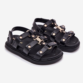 Sandales des filles avec un détail doré noir le noir 1