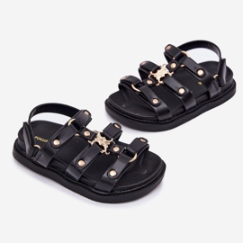 Sandales des filles avec un détail doré noir le noir 3