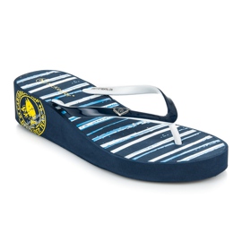 Mckeylor Tongs compensées à rayures bleu 2
