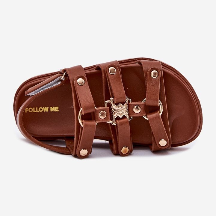 Sandales des filles avec des détails dorés marron brun 2 Sandales des filles avec des détails dorés marron brun 2