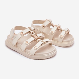 Sandales des filles avec des détails dorés beige 1