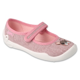 Pantoues des filles de Befado Pink 114y553 Application de chien rose 1