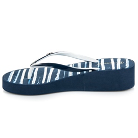 Mckeylor Tongs compensées à rayures bleu 3