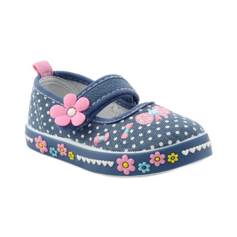 American Club Sneakers avec semelle intérieure en cuir américain à pois rose bleu blanche 1