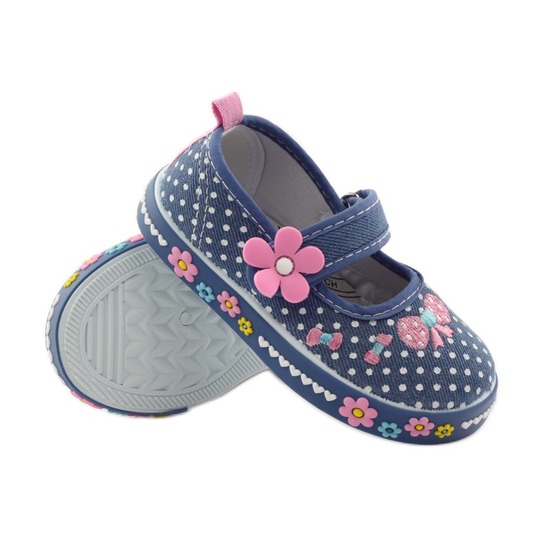 American Club Sneakers avec semelle intérieure en cuir américain à pois rose bleu blanc 3