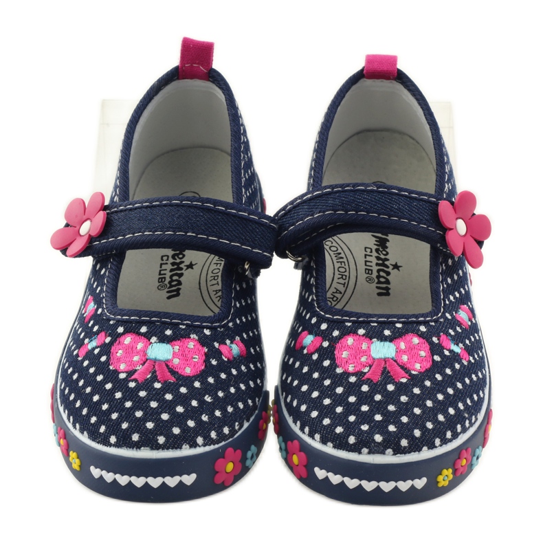 American Club Sneakers avec semelle intérieure en cuir américain à pois bleu marine rose blanc 4