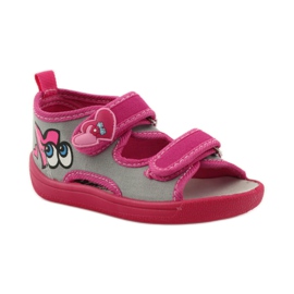 American Club Sandales à semelle intérieure en cuir américain rose gris 1