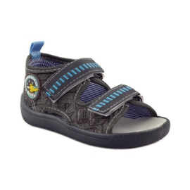 American Club Sandales à semelle intérieure en cuir américain gris bleu 1