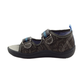 American Club Sandales à semelle intérieure en cuir américain gris bleu 2