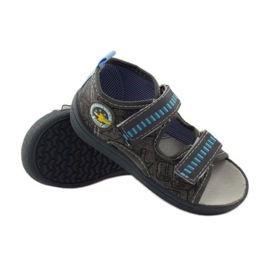 American Club Sandales à semelle intérieure en cuir américain gris bleu 3