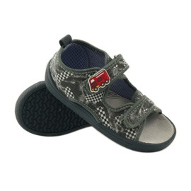 American Club Sandales à semelle intérieure en cuir américain gris blanc 3