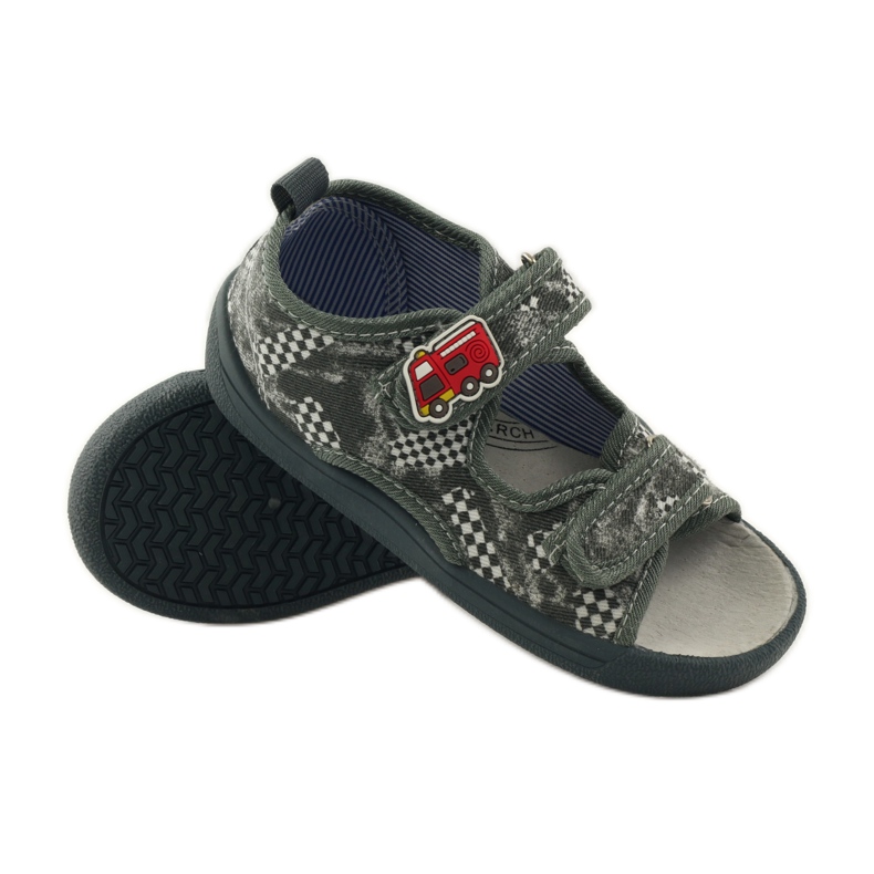 American Club Sandales à semelle intérieure en cuir américain gris blanc 3