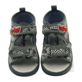 American Club Sandales à semelle intérieure en cuir américain gris blanc 4