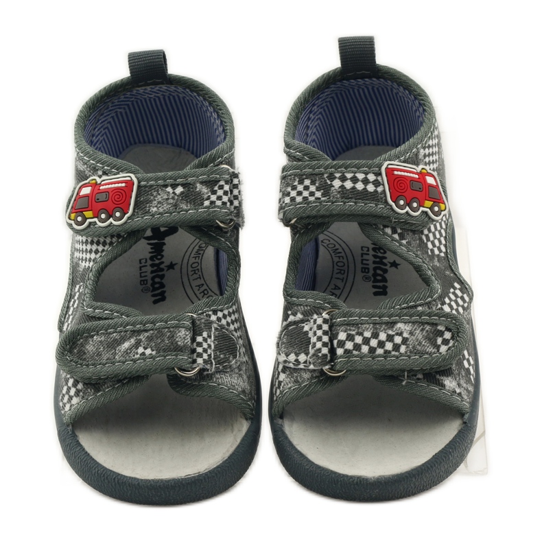 American Club Sandales à semelle intérieure en cuir américain gris blanc 4