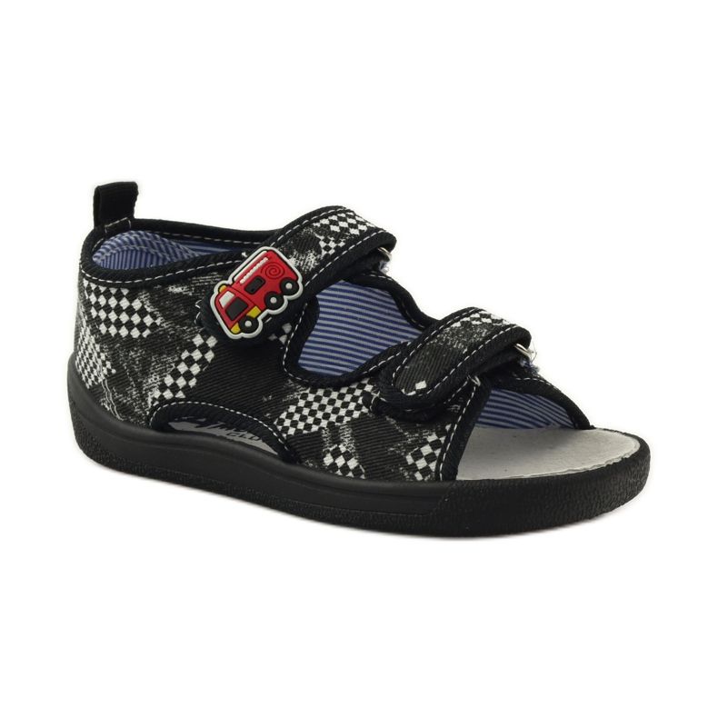 American Club Sandales à semelle intérieure en cuir américain blanche le noir 1