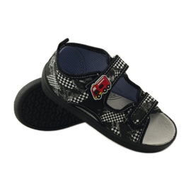 American Club Sandales à semelle intérieure en cuir américain blanche le noir 3