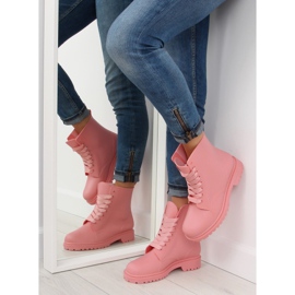 Bottines roses à lacets D56P roses 1