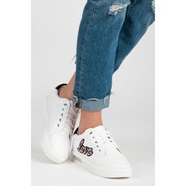Vices Espadrilles à lacets Love blanche rose 2