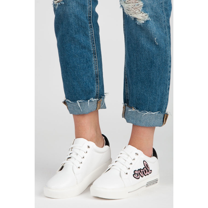 Vices Espadrilles à lacets Love blanc rose 1