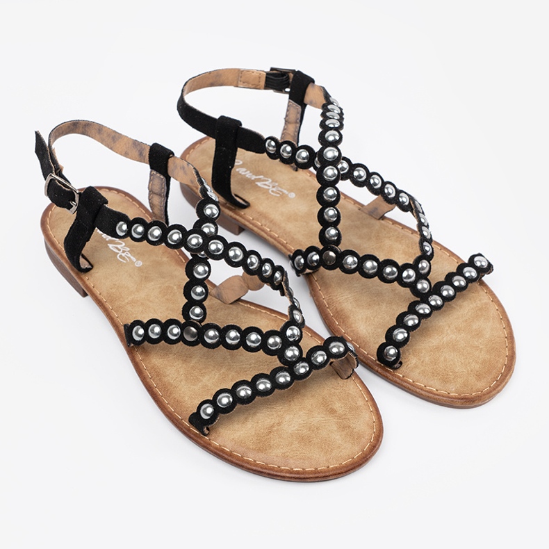 Sandales noires décorées de goujons 2