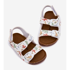Sandales pour enfants sur une semelle en liège avec des dinosaures de boucles multicolores blanche 6
