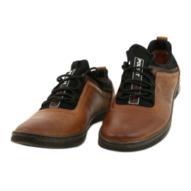 Polbut Chaussures en cuir masculin décontractées k24 chameau brun 4