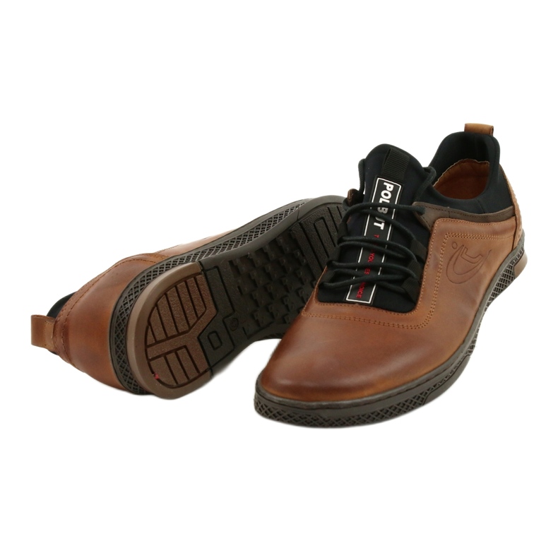Polbut Chaussures en cuir masculin décontractées k24 chameau brun 5
