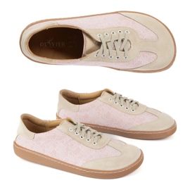Chaussures en cuir aux pieds nus olivier eliza fleurs roses 1