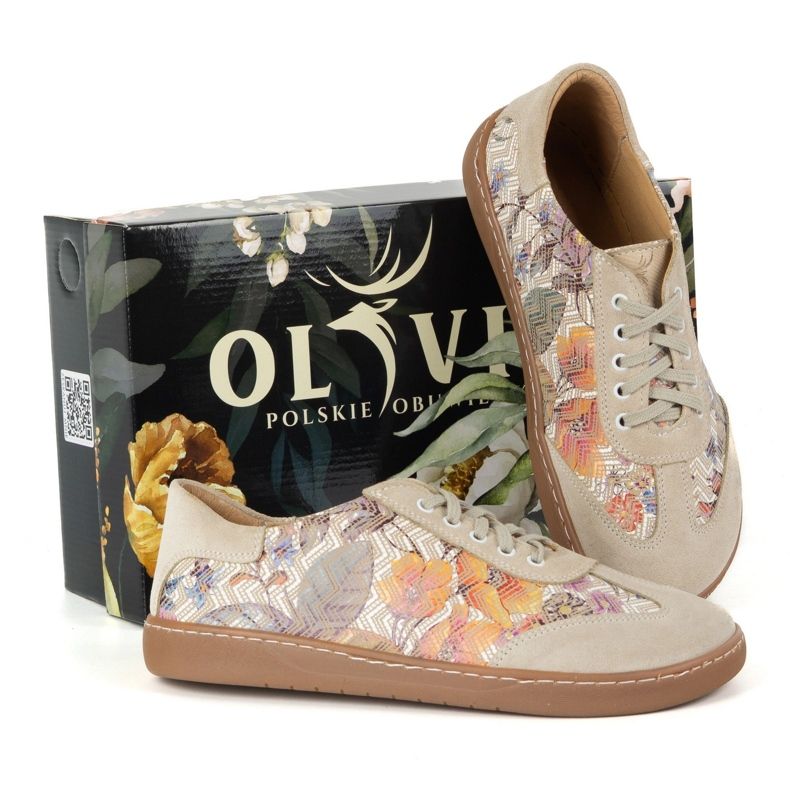 Chaussures en cuir aux pieds nus Olivier Eliza Beege Flowers beige 2