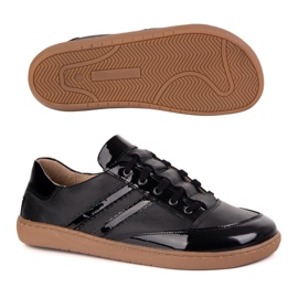 Sneakers Barefoot Women's Kaia Olivier - Chaussures en cuir anatomique Black Floter avec vernis noir 2