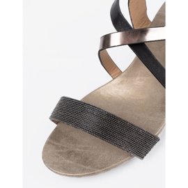 Shelvt Sandales de coin noir avec une sangle décorée le noir 4