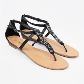 Sandales noires de style noir plat 1
