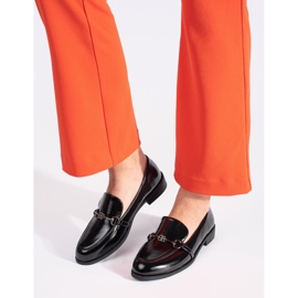 Goodin Black Verni les mocassins pour femmes avec un ornement le noir 2