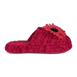 Petites pantoufles rouges avec une fleur décorative 1