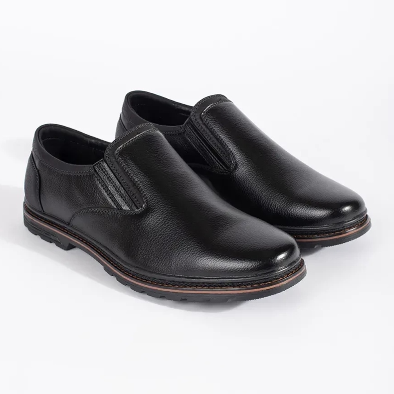 Les chaussures pour hommes ont glissé noir le noir 2