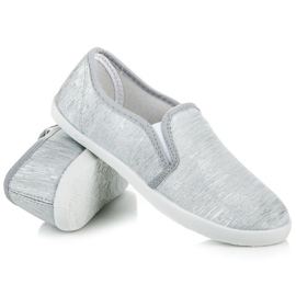 Baskets à enfiler avec fil argenté gris 1