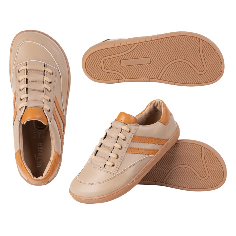 Sneakers Barefoot Women's Kaia Olivier - Chaussures en cuir anatomique Cappuccino beige 1 Sneakers Barefoot Women's Kaia Olivier - Chaussures en cuir anatomique Cappuccino beige 1