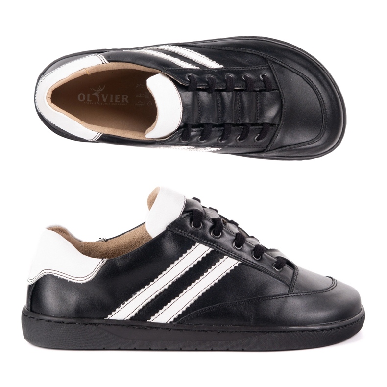 Sneakers Barefoot Femmes Olivier Chaussures en cuir noir avec blanc le noir 1