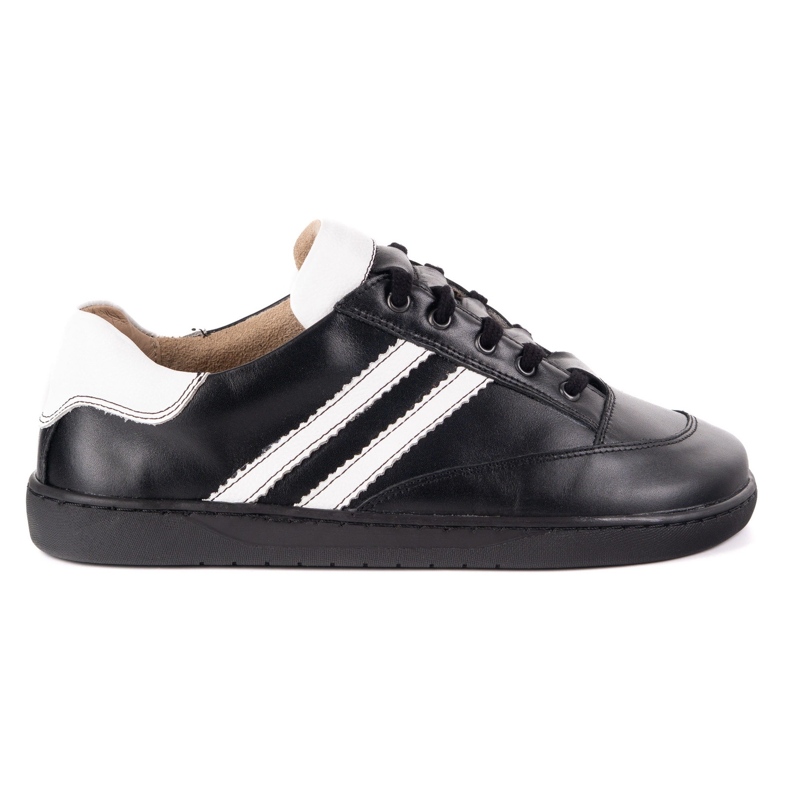 Sneakers Barefoot Femmes Olivier Chaussures en cuir noir avec blanc 2