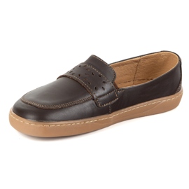 Olivier Mandards Inga aux pieds nus pour femmes avec un large brun foncé polonais avant avant 5