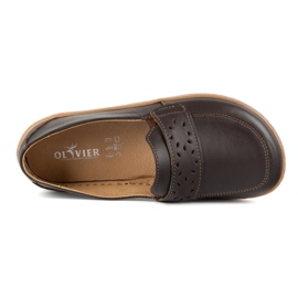 Olivier Mandards Inga aux pieds nus pour femmes avec un large brun foncé polonais avant avant 1