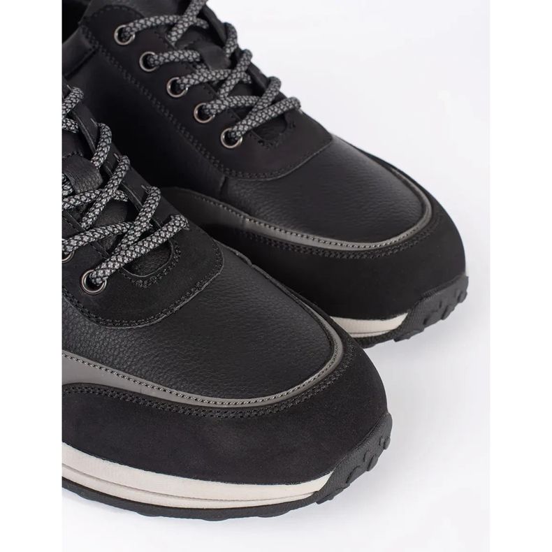 Dentelle -up hommes de cuir écologique noir 1
