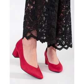 Goodin Pompes pour femmes en daim rouge 4