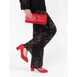 Goodin Pompes pour femmes en daim rouge 5