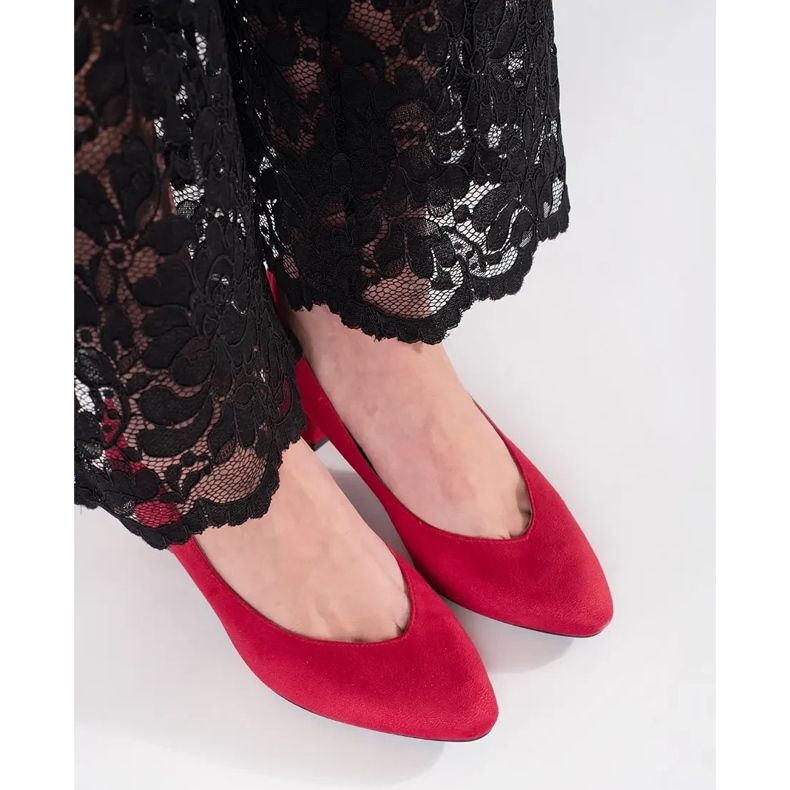 Goodin Pompes pour femmes en daim rouge 1