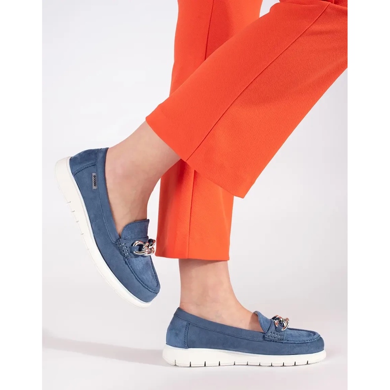 Goodin Boucages bleus en daim avec une chaîne 2