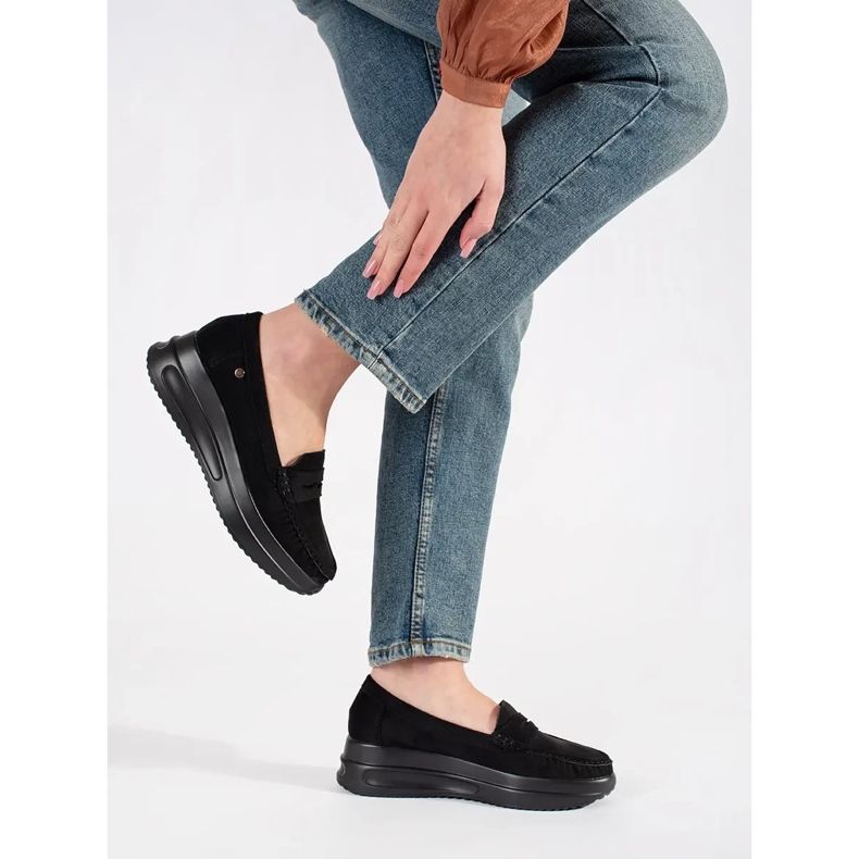 Goodin Mocassins en daim sur une semelle noire épaisse 2