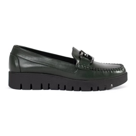 Sergio Leone Mocassins vert foncé sur la plate-forme 1