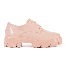 Chaussures à lacets peints sur la plate-forme rose 1